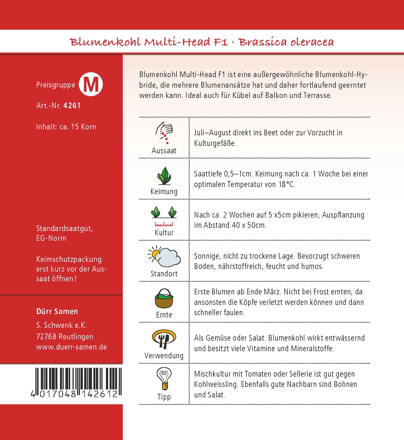 Blumenkohl Multi-Head F1 | Kohlsamen Von Dürr Samen 3 Blumenkohl Multi-Head F1 | Kohlsamen Von Dürr Samen