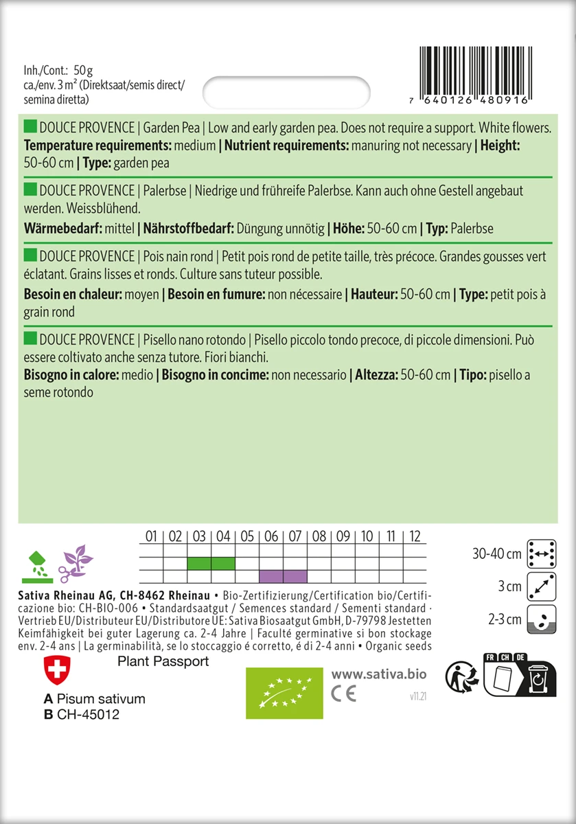 Palerbse Douce Provence | BIO Erbsensamen Von Sativa Rheinau 3 Palerbse Douce Provence | BIO Erbsensamen Von Sativa Rheinau