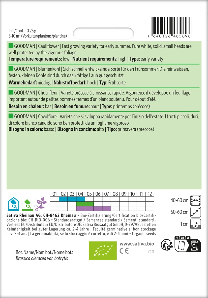 Blumenkohl Goodman | BIO Blumenkohlsamen Von Sativa Rheinau 3 Blumenkohl Goodman | BIO Blumenkohlsamen Von Sativa Rheinau