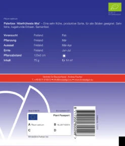 Palerbse Allerfrüheste Mai| BIO Erbsensamen Von De Bolster