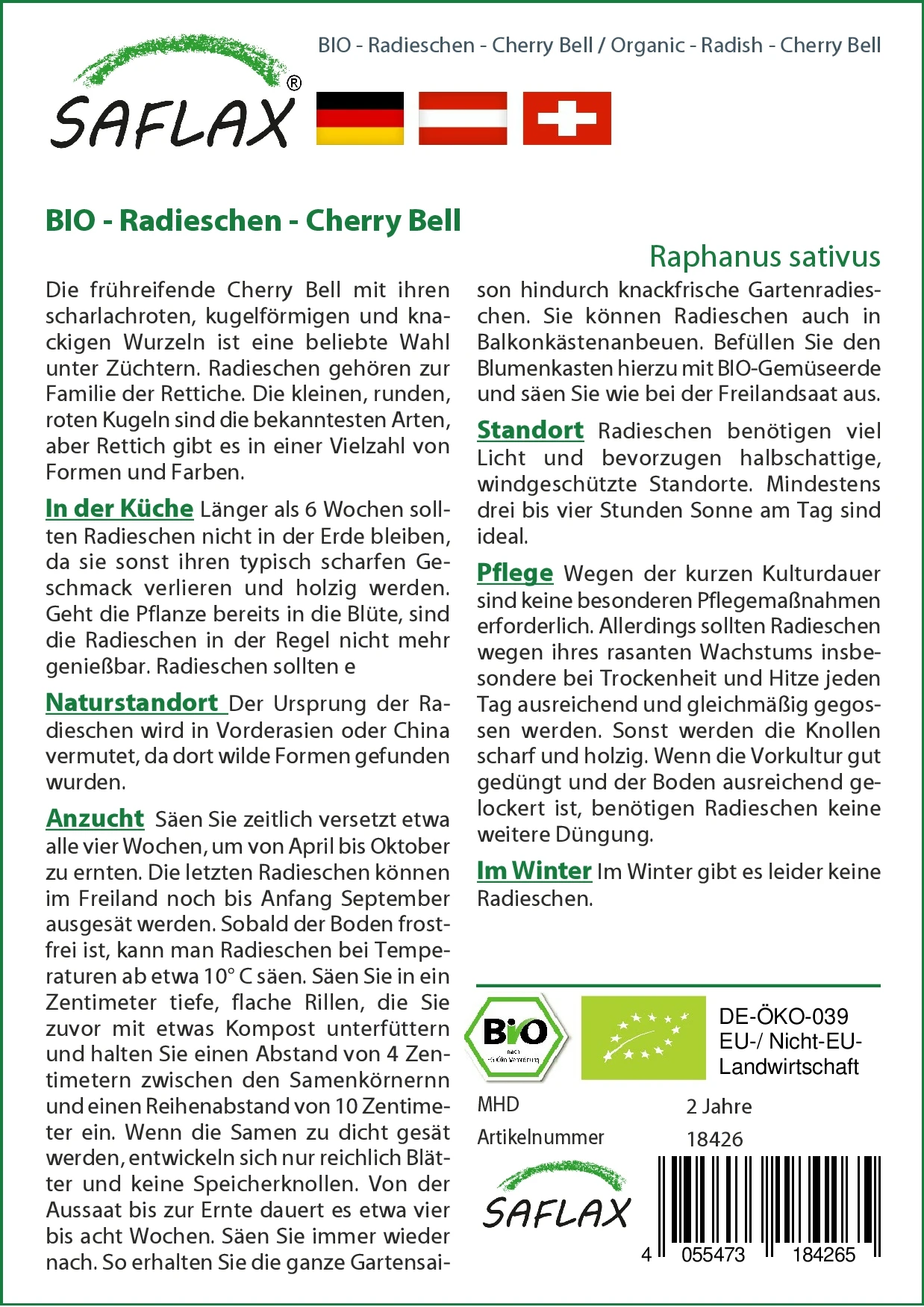 Radieschen Cherry Bell | BIO Radieschensamen Von Saflax 4 Radieschen Cherry Bell | BIO Radieschensamen Von Saflax – Bild 2