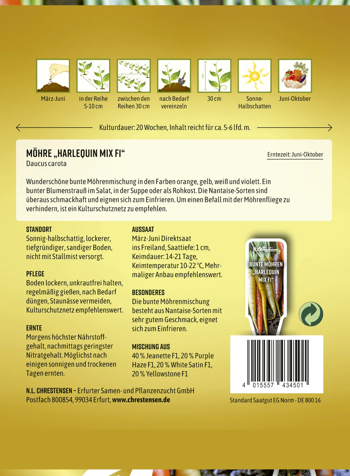 Bunte Möhren Harlequin Mix F1 | Möhrensamen Von N.L. Chrestensen 4 Bunte Möhren Harlequin Mix F1 | Möhrensamen Von N.L. Chrestensen – Bild 2