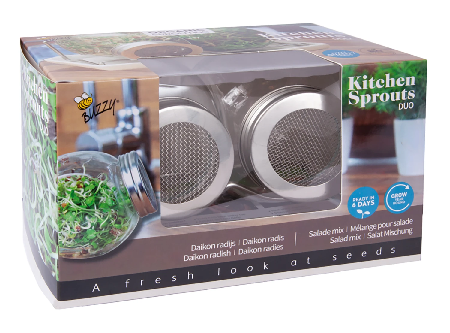 Sprossenglas DUO Set Mit BIO Keimsprossen | Keimsprossenglas Von Buzzy Seeds 3 Sprossenglas DUO Set Mit BIO Keimsprossen | Keimsprossenglas Von Buzzy Seeds