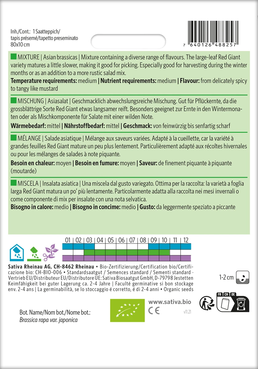 Asiasalat Mischung (Saatteppich) | BIO Asiasalatsamen Von Sativa Rheinau 4 Asiasalat Mischung (Saatteppich) | BIO Asiasalatsamen Von Sativa Rheinau – Bild 2