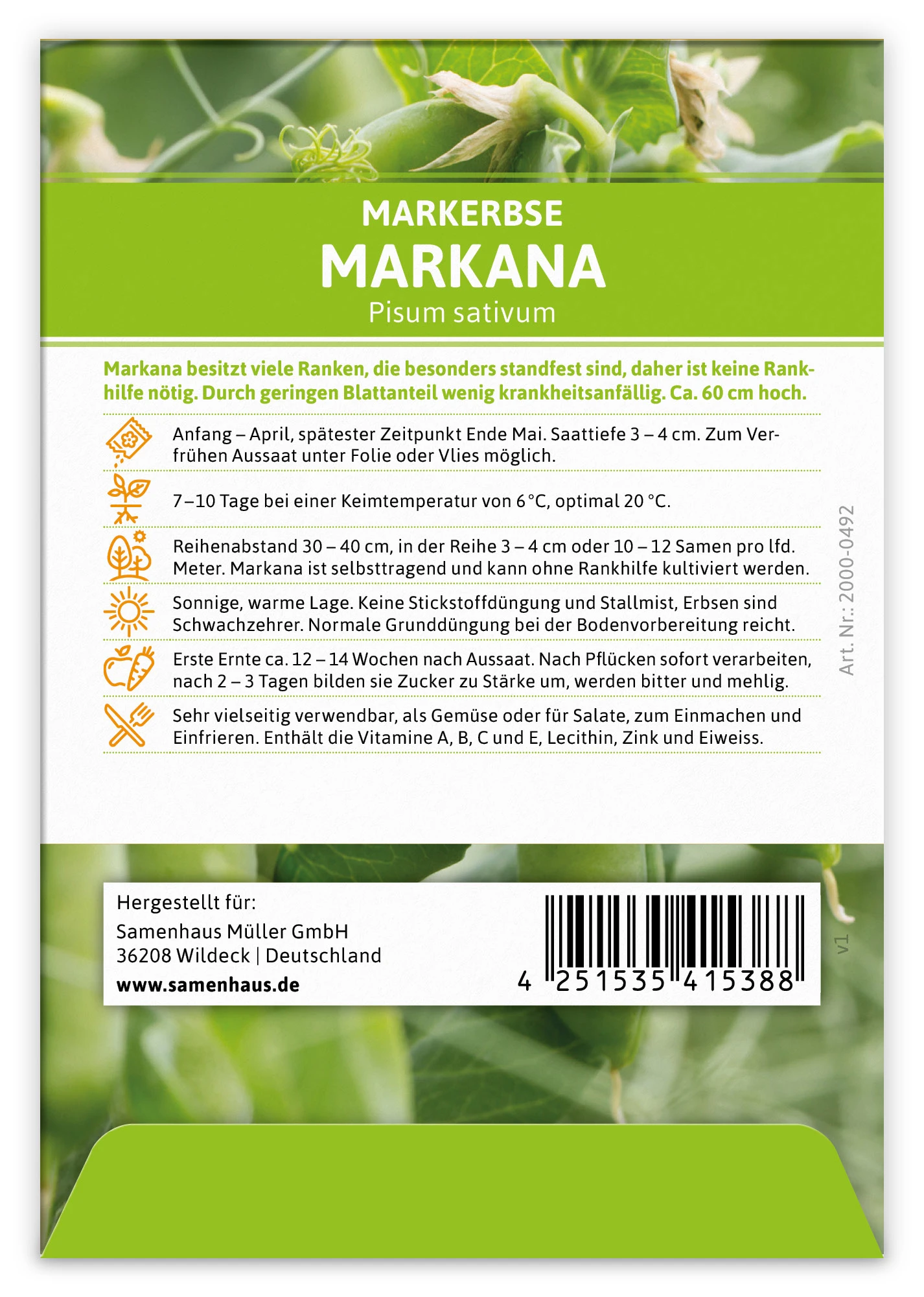 Markerbse Markana (100 Stück) | Markerbsensamen Von FLORTUS 3 Markerbse Markana (100 Stück) | Markerbsensamen Von FLORTUS
