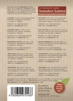 Tomatensamen 10 Alte Sorten Set | BIO Gemüsesamen-Sets Von Biobalu -Pegasus Verkaufsgeschäft 550612 BIO Tomatensamen 10 Alte Sorten Set BB1006 1