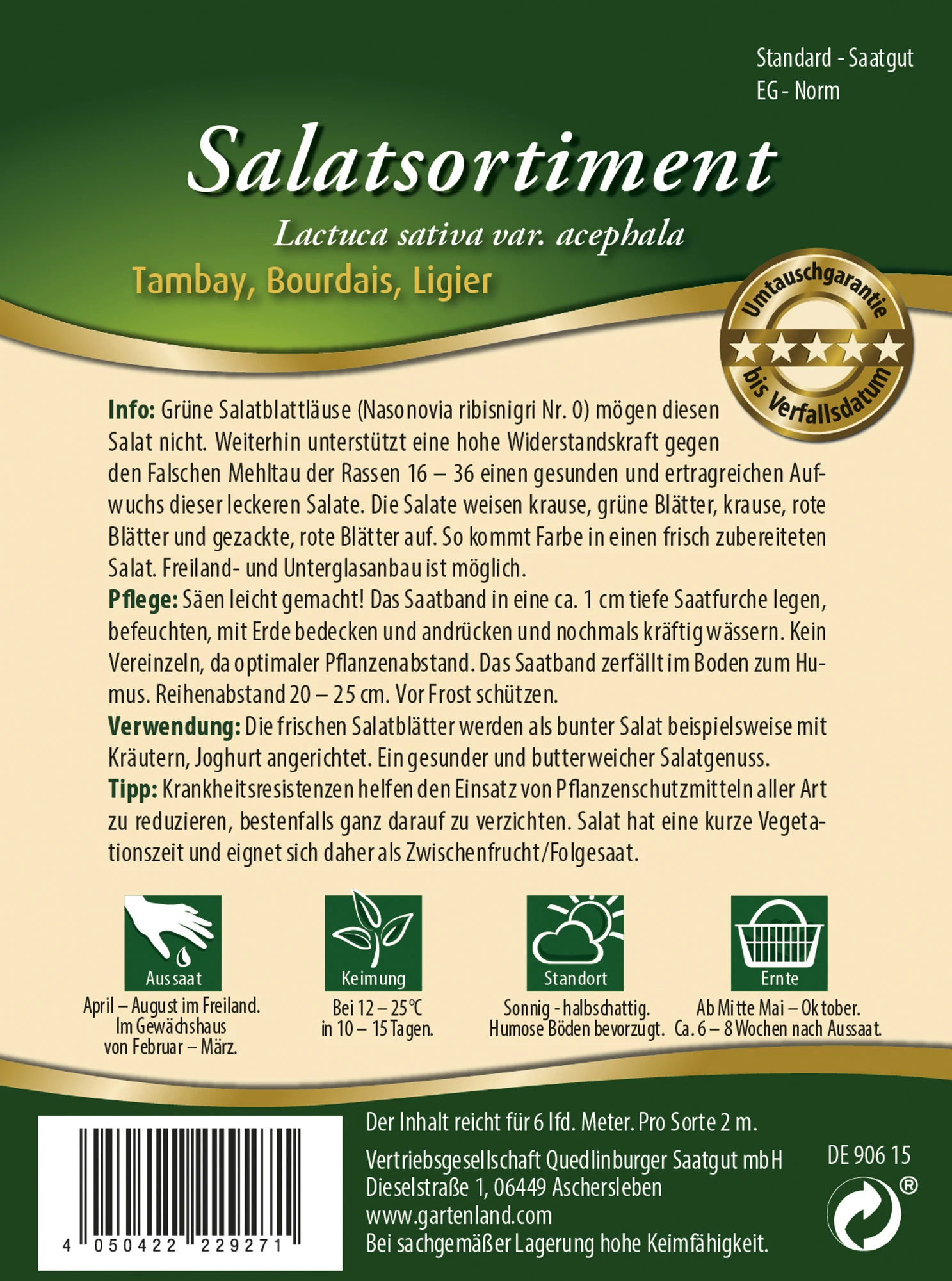 Salatsortiment Blattlausres (Saatband) | Salatsamen Von Quedlinburger 4 Salatsortiment Blattlausres (Saatband) | Salatsamen Von Quedlinburger – Bild 2