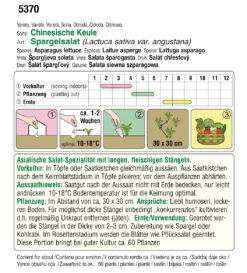 Spargelsalat Chinesische Keule | BIO Kopfsalatsamen Von Austrosaat -Pegasus Verkaufsgeschäft 561595 BIO Spargelsalat Chinesische Keule 5370 as 1